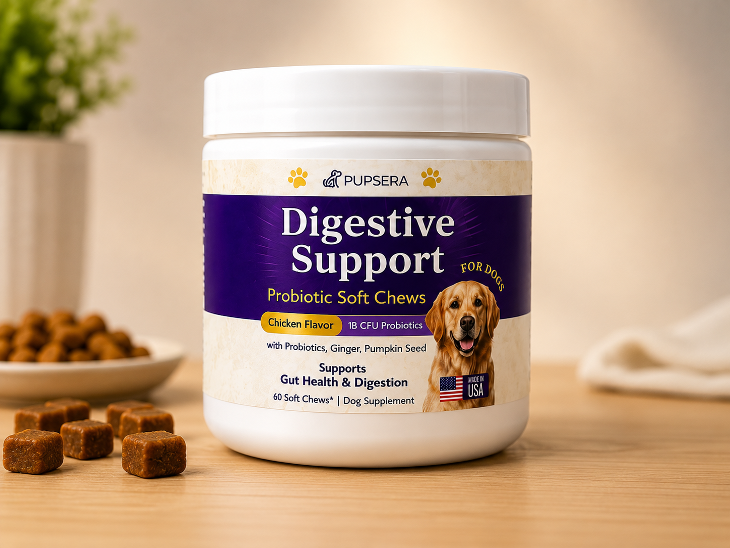 Digestive Support Probiotic Soft Chews for Dogs
